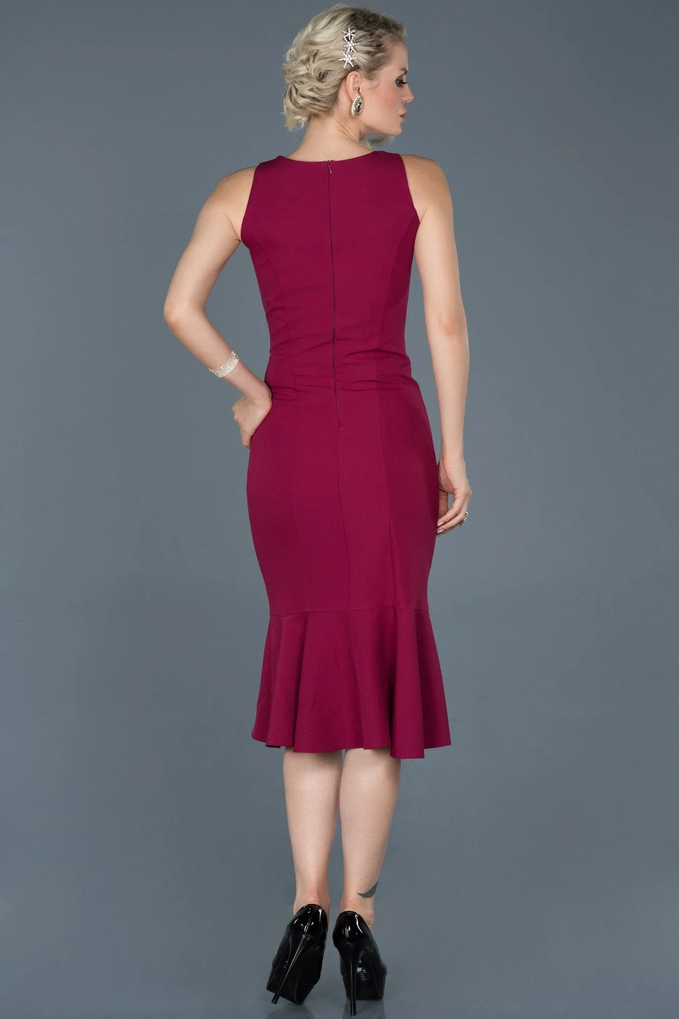 16724 Burgundy Cutout Mermaid Dress