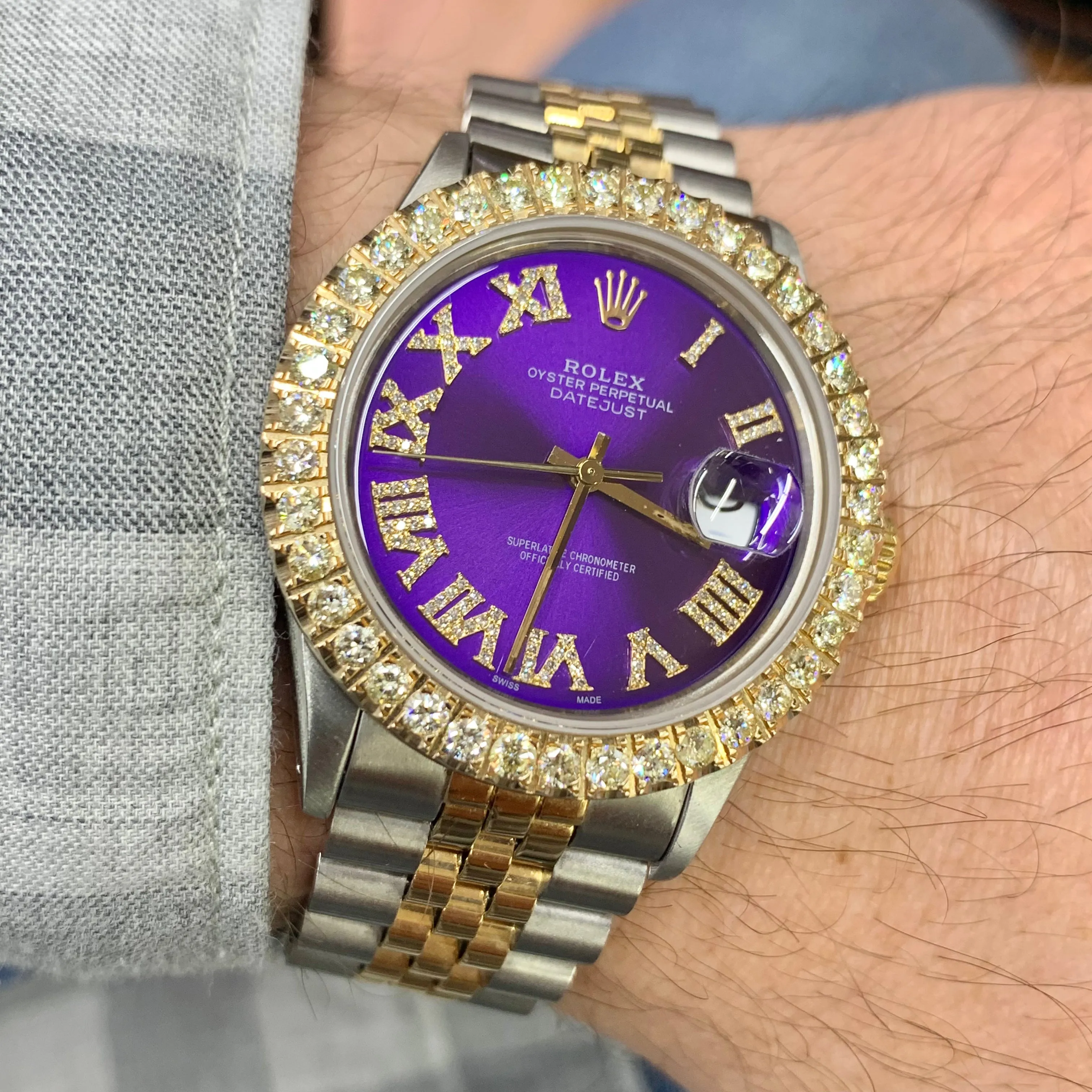 36mm Rolex Datejust Diamond Watch with Two-tone Jubilee Bracelet (quick-set)