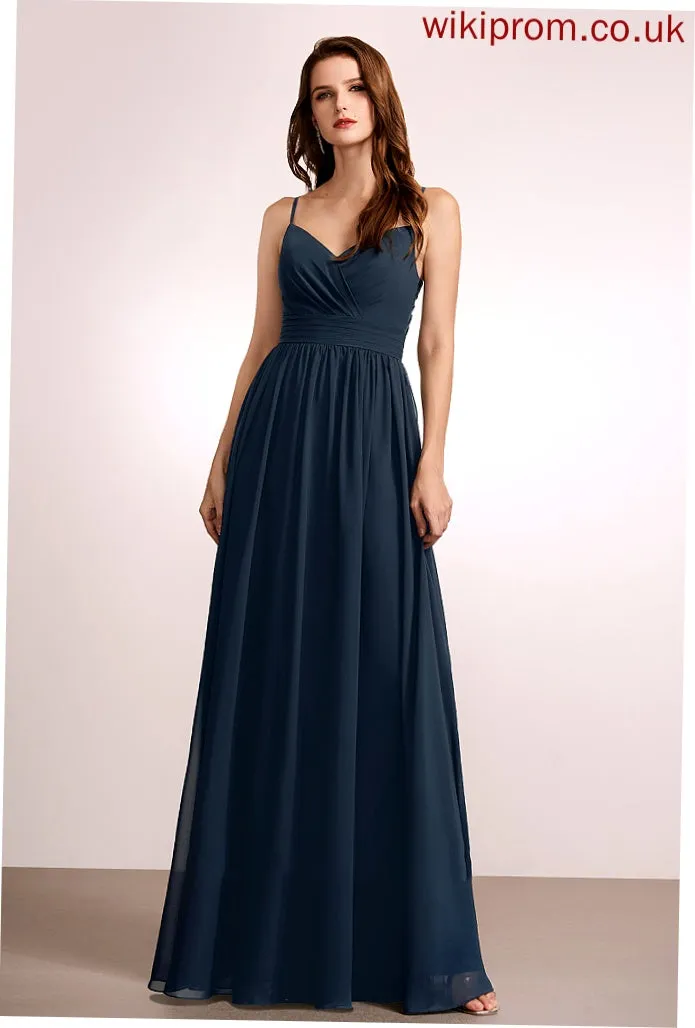 A-Line Length Embellishment Silhouette Floor-Length Neckline Lace Fabric V-neck Aryana A-Line/Princess Natural Waist Bridesmaid Dresses