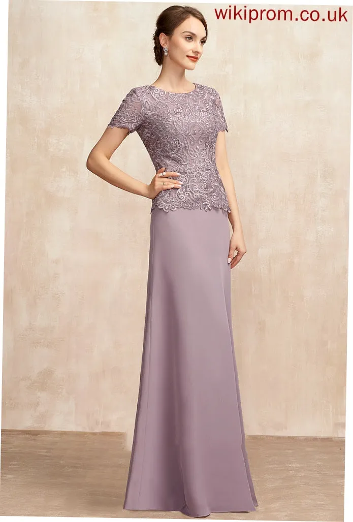 A-Line Neck Dress Mother of the Bride Dresses Chiffon Scoop Lace Nita the Bride Floor-Length of Mother