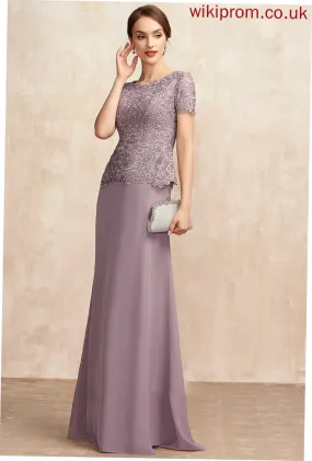 A-Line Neck Dress Mother of the Bride Dresses Chiffon Scoop Lace Nita the Bride Floor-Length of Mother