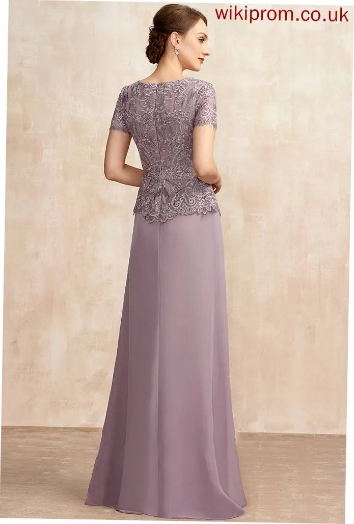 A-Line Neck Dress Mother of the Bride Dresses Chiffon Scoop Lace Nita the Bride Floor-Length of Mother