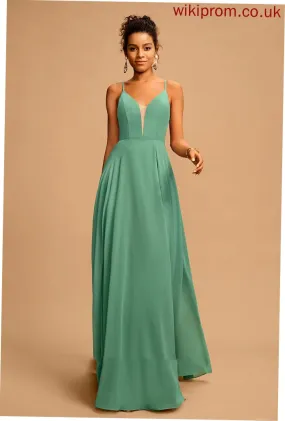 A-Line Prom Dresses V-neck Kaelyn Floor-Length Chiffon