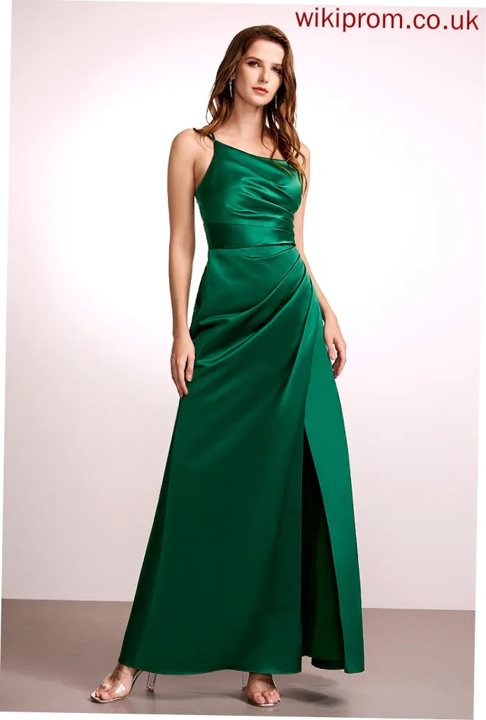 A-Line Silhouette One-Shoulder Floor-Length Length Embellishment Fabric Neckline SplitFront Marlene Bridesmaid Dresses