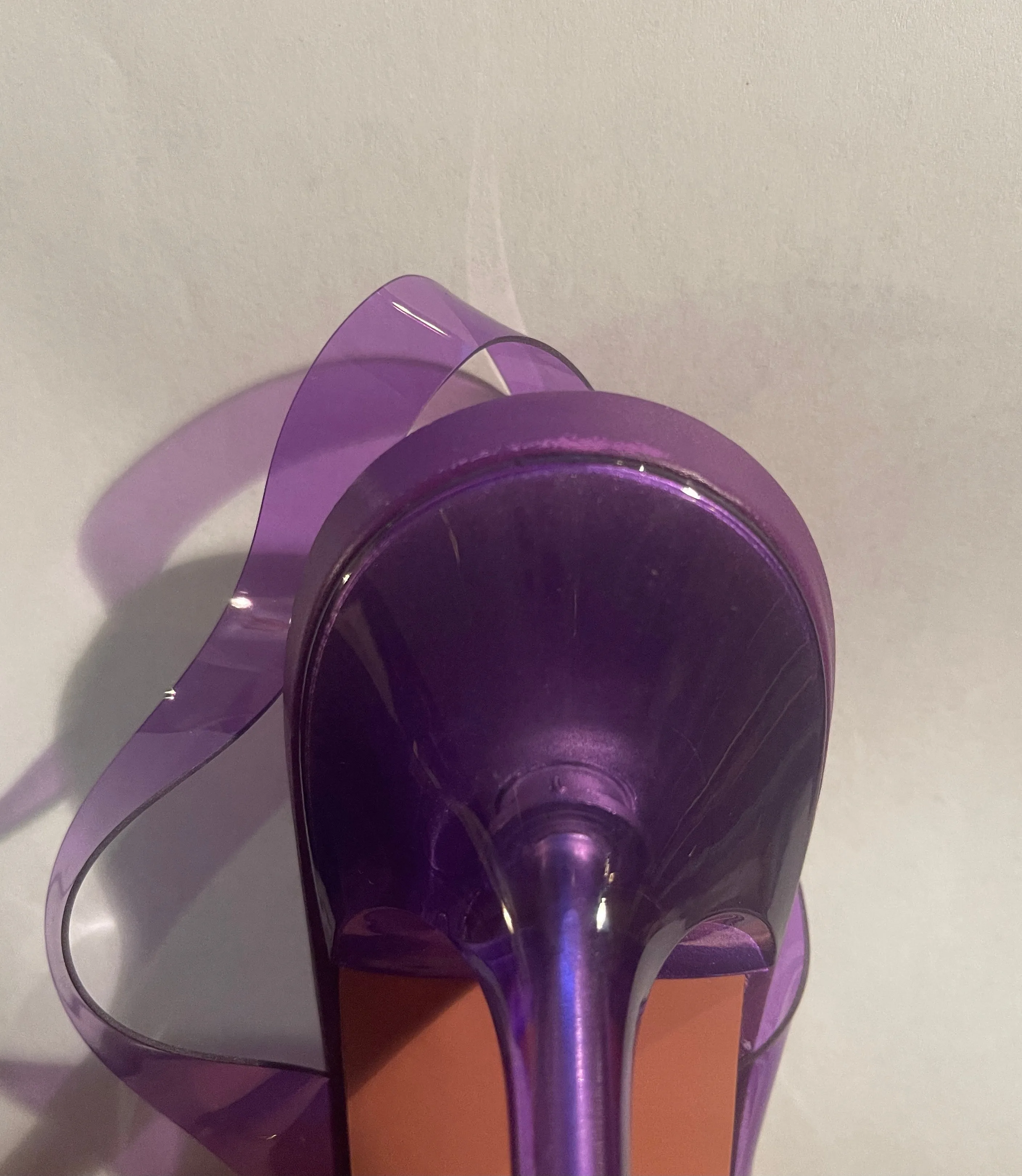 Amina Muaddi NEW Violet Begum Crystal-Embellished PVC Pumps sz 40