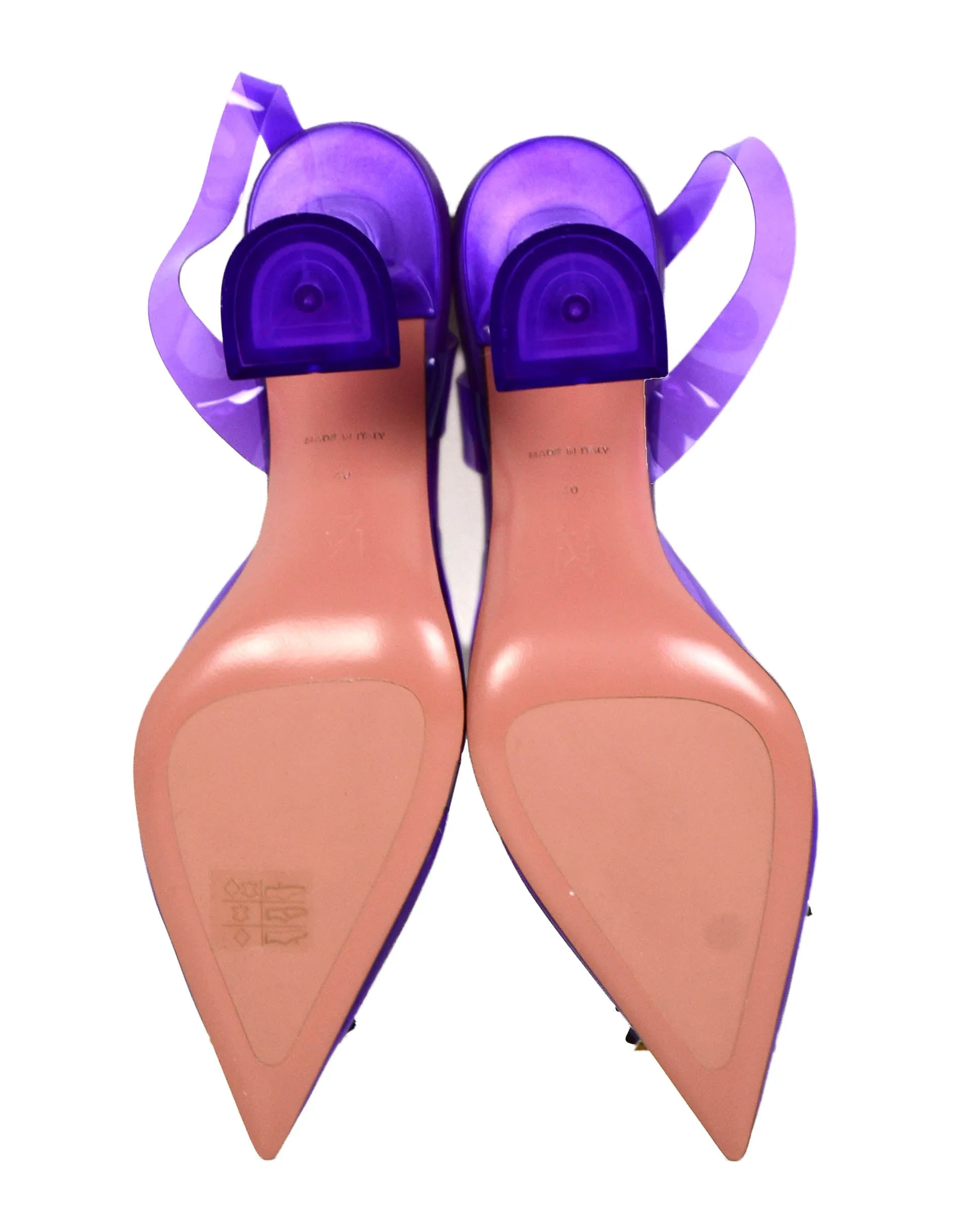 Amina Muaddi NEW Violet Begum Crystal-Embellished PVC Pumps sz 40