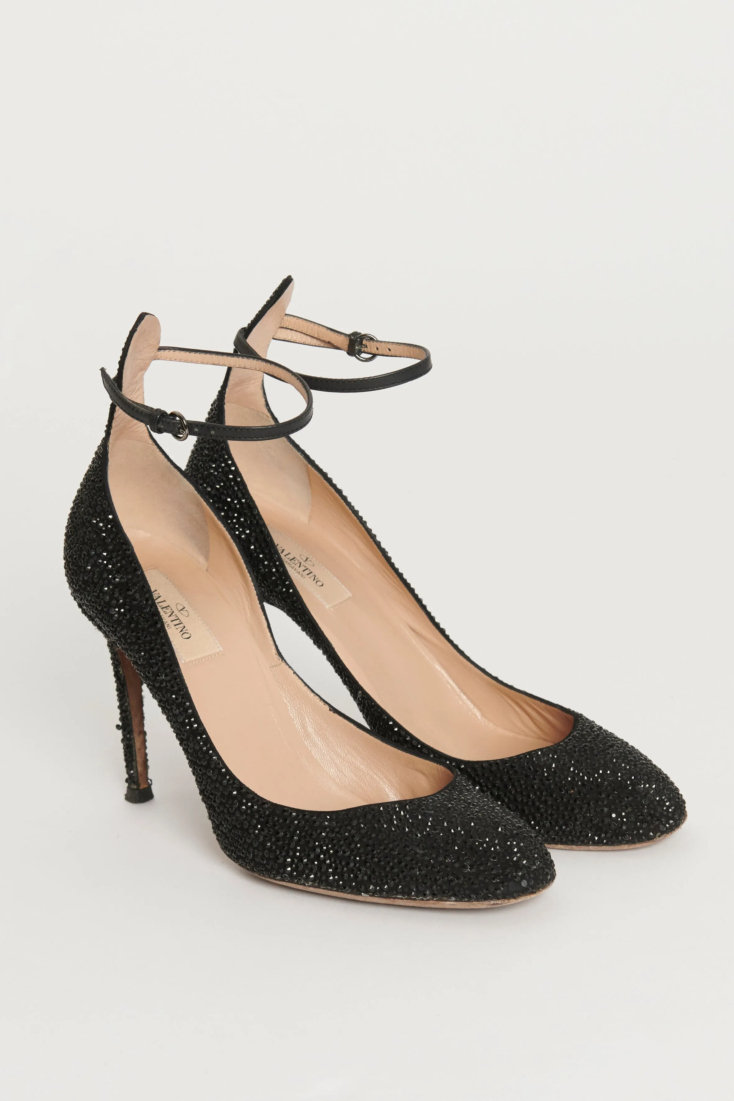 Black Crystal Embellished Preowned Pumps