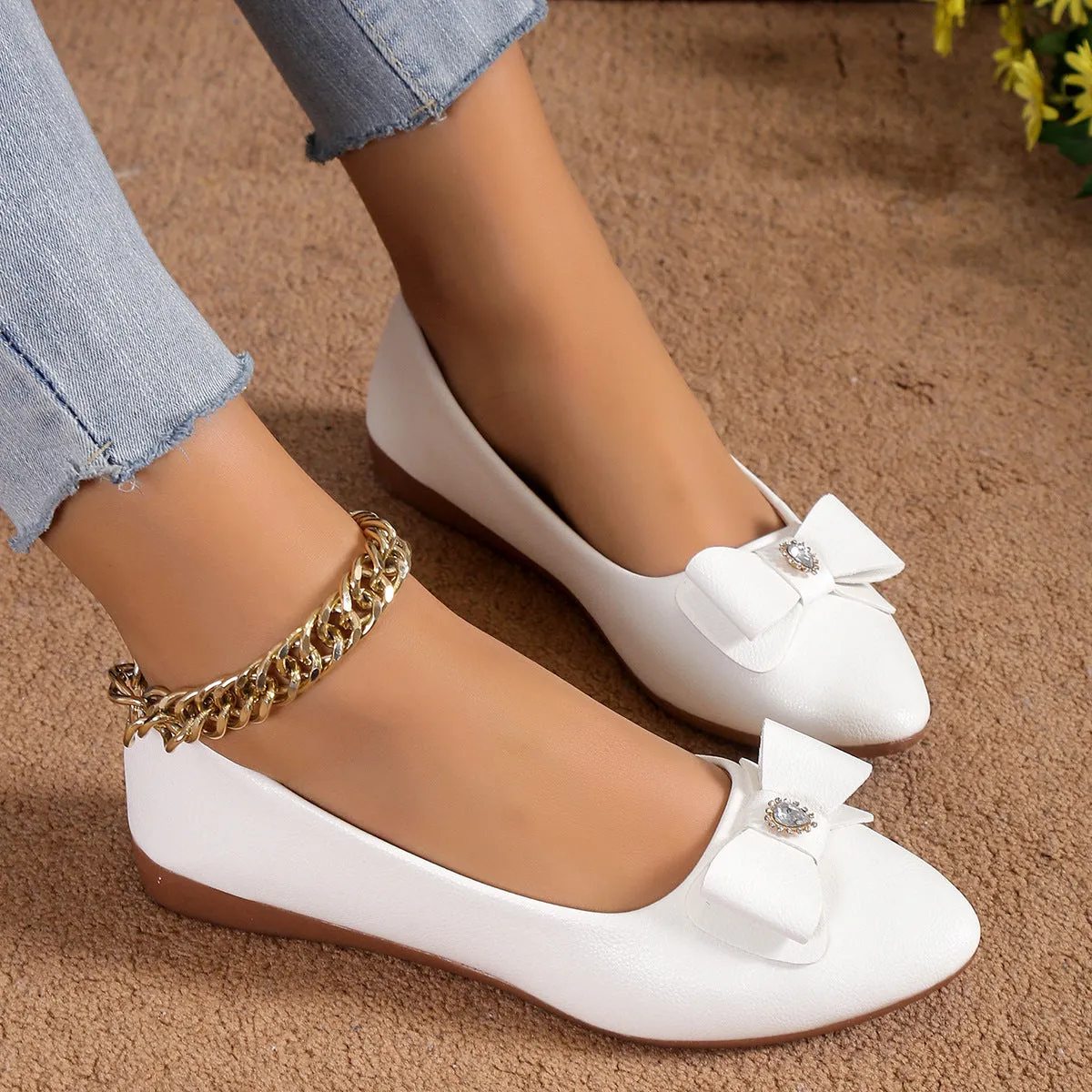 Bowknot Casual Pointed Toe Flats Loafers