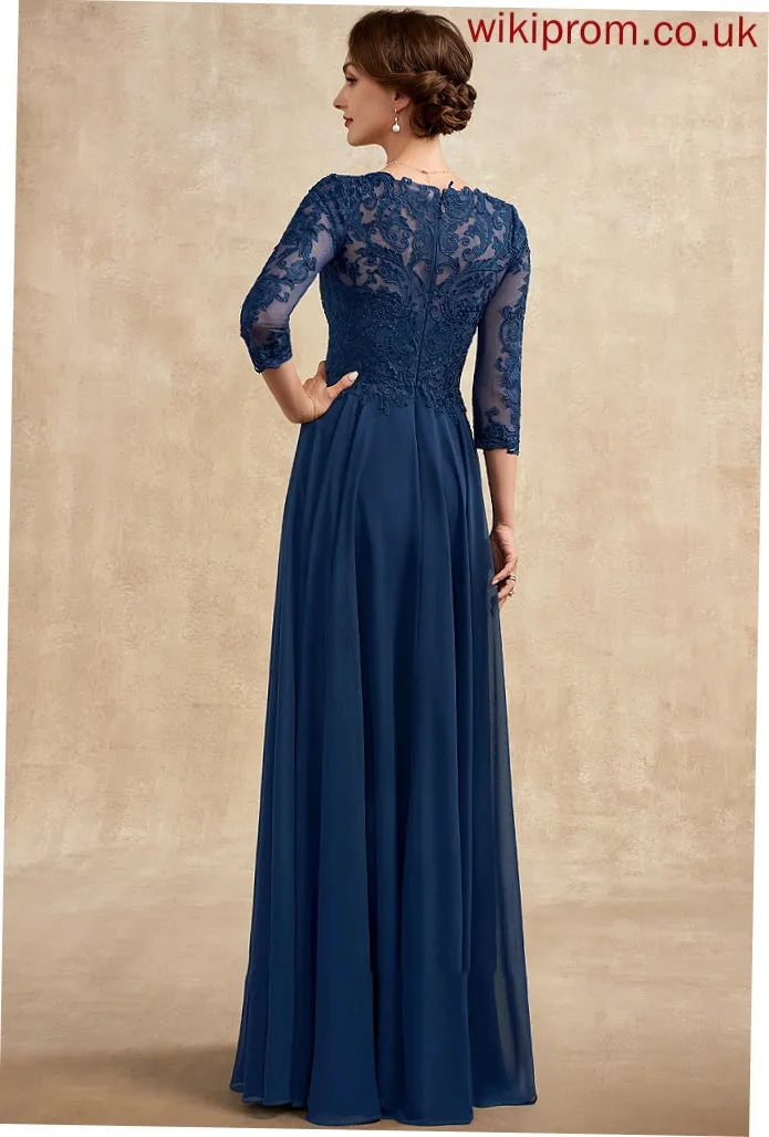 Bride of Floor-Length Dress A-Line V-neck the Mother of the Bride Dresses Chiffon Marcie Lace Mother