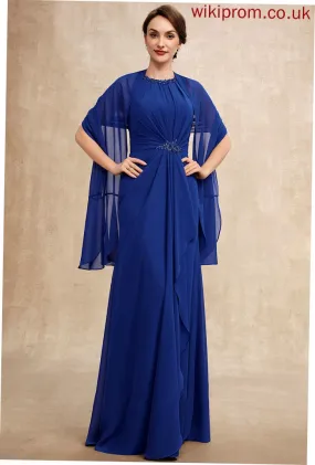 Chiffon Neck Naomi Mother of the Bride Dresses Ruffles Beading Scoop Cascading With Mother A-Line Floor-Length Bride of the Dress