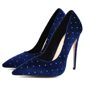 Crystal Studded Stilettos Printed Toe Evening Pumps