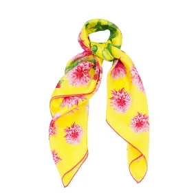 Dahlia Garden Silk Scarf Yellow