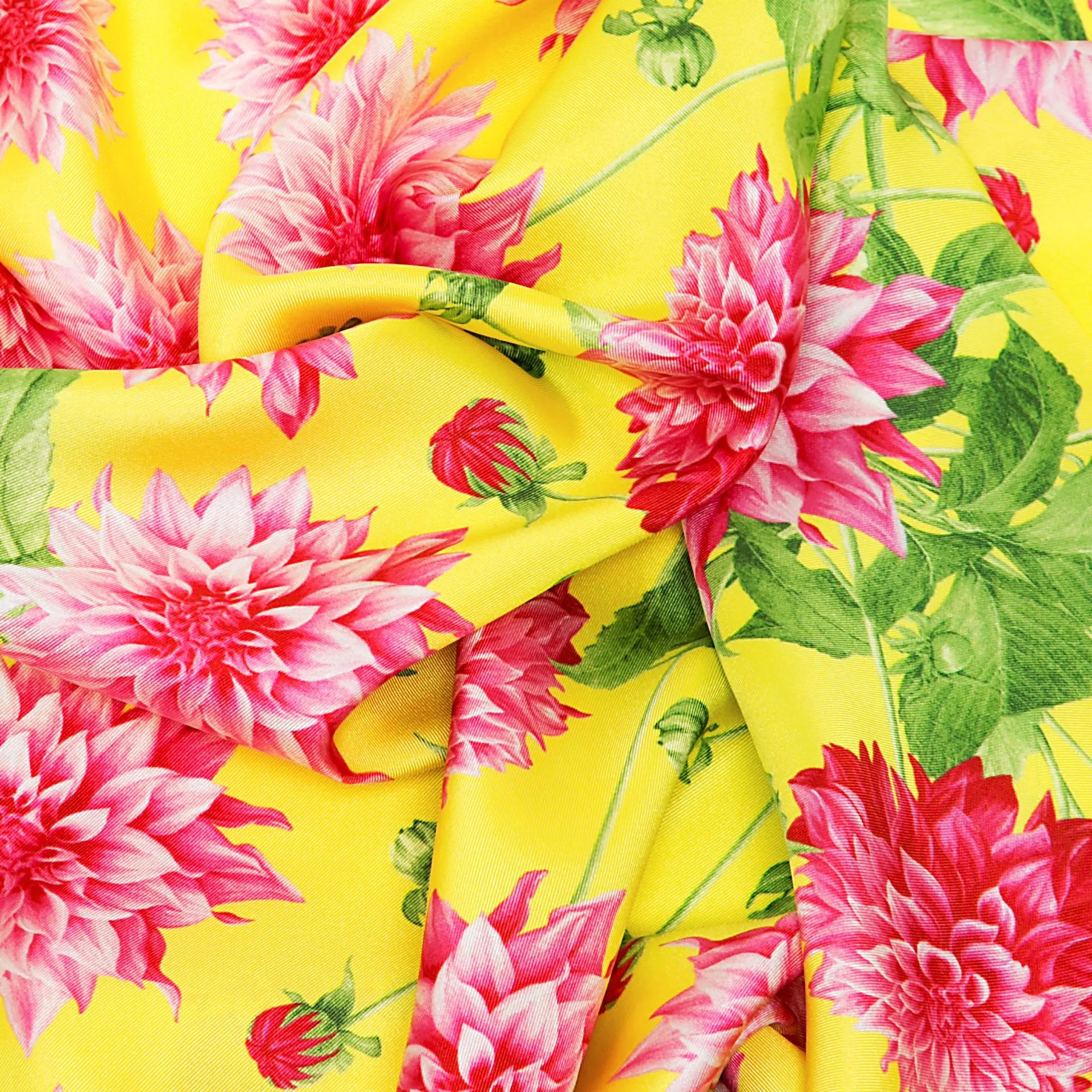 Dahlia Garden Silk Scarf Yellow