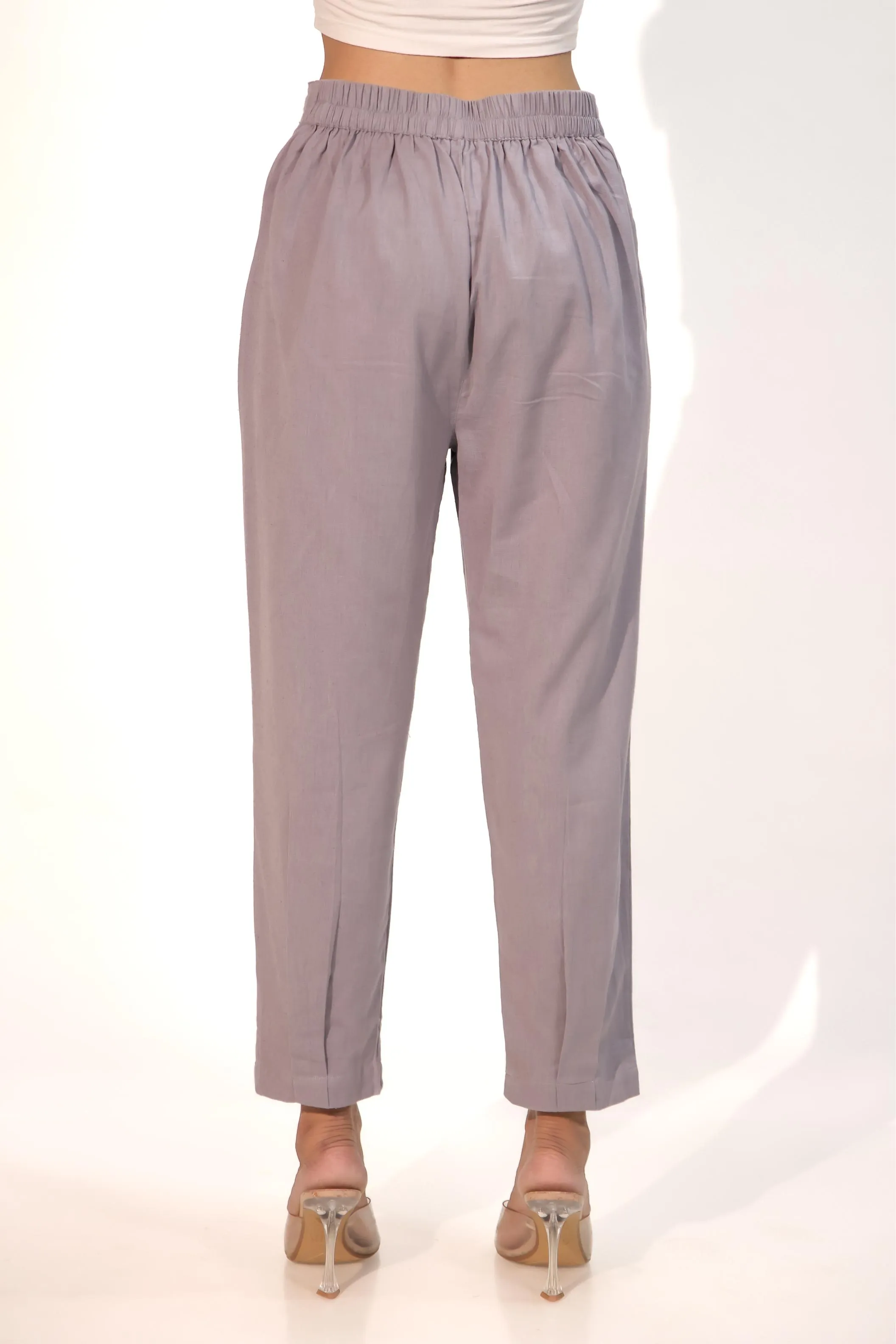 Dark Grey Women's Pleated-Narrow Trousers