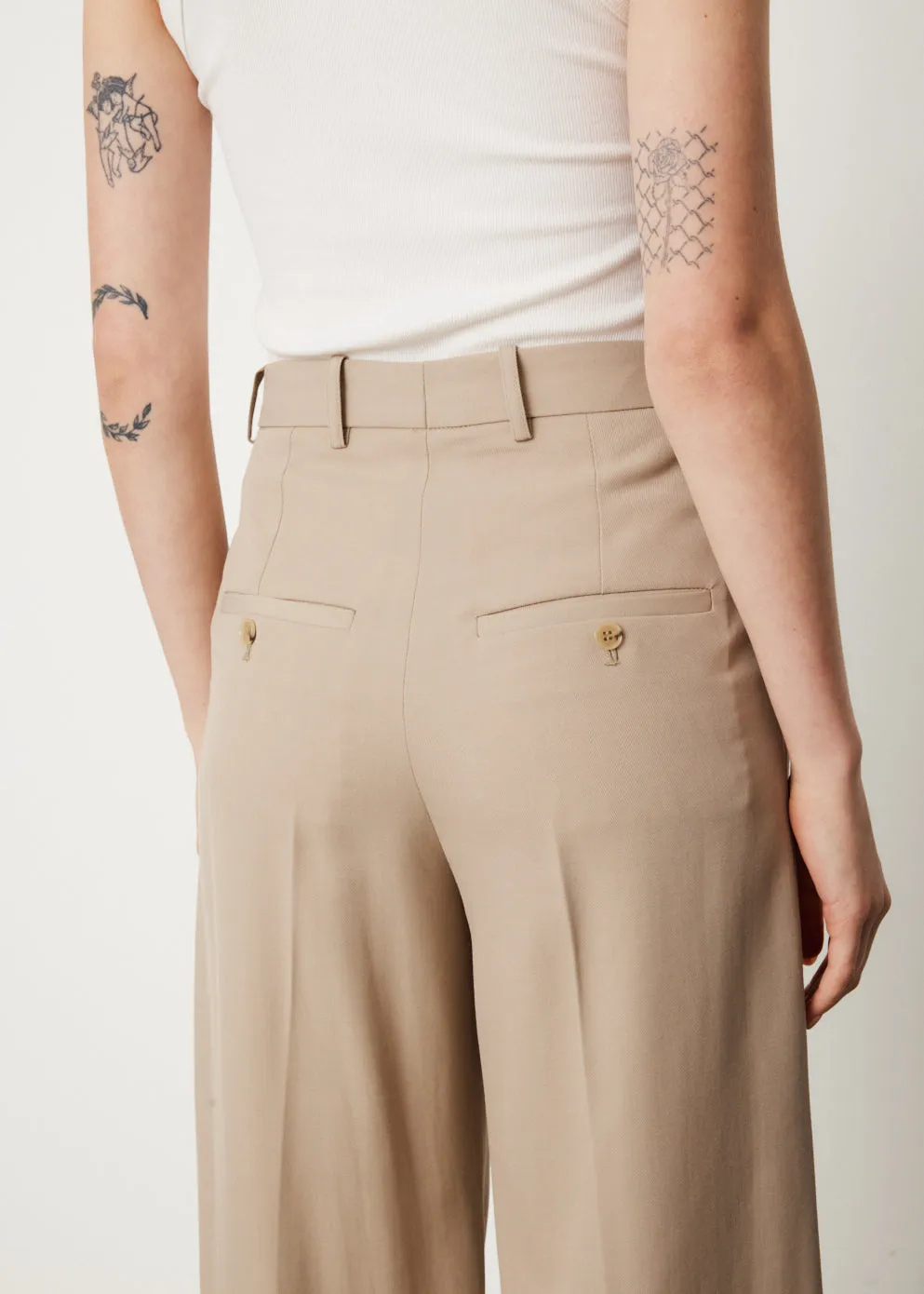 Deep Pleat Straight Trousers