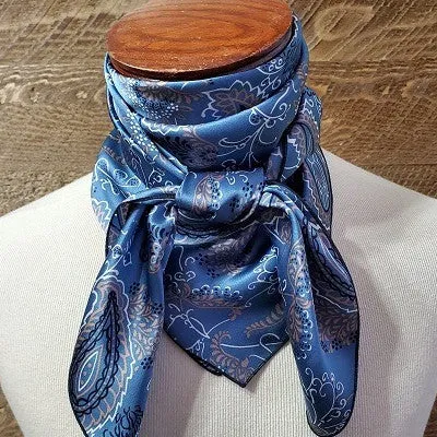 Denim Paisley Charmeuse Silk Scarf