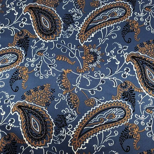 Denim Paisley Charmeuse Silk Scarf