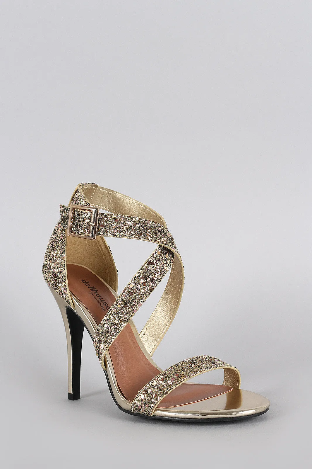 Dollhouse Glitter Crisscross Open Toe Heel