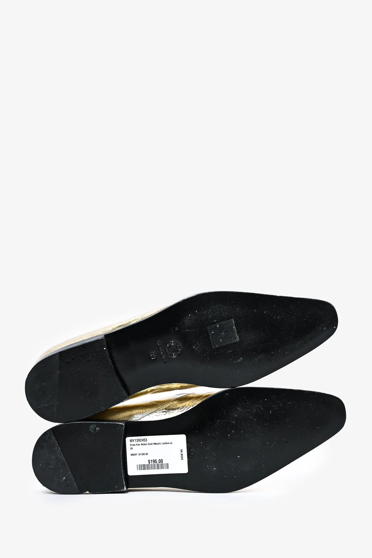 Dries Van Noten Gold Metalic Loafers Size 39