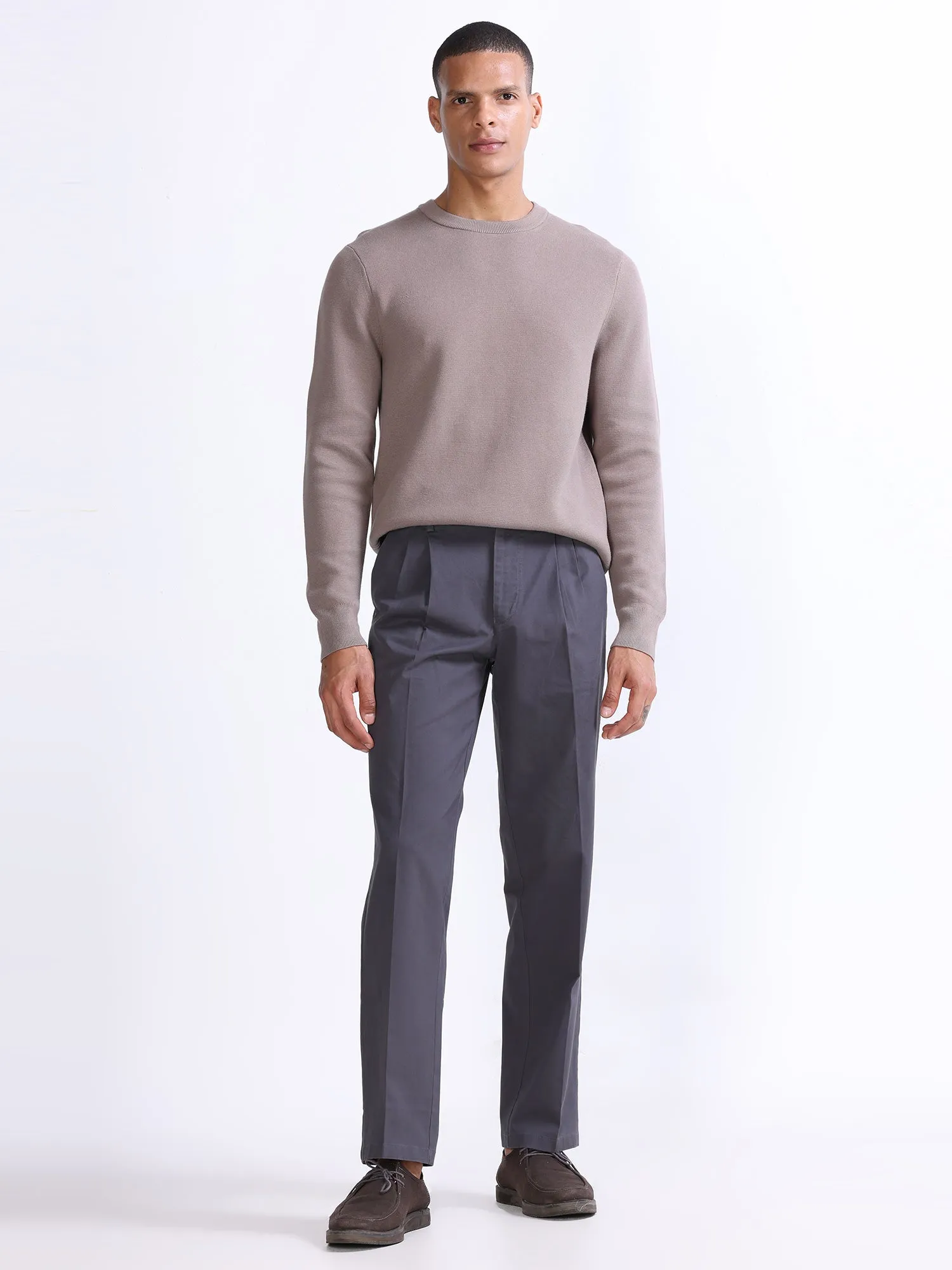 Duca Double Pleated Dark Grey Relaxed Pant