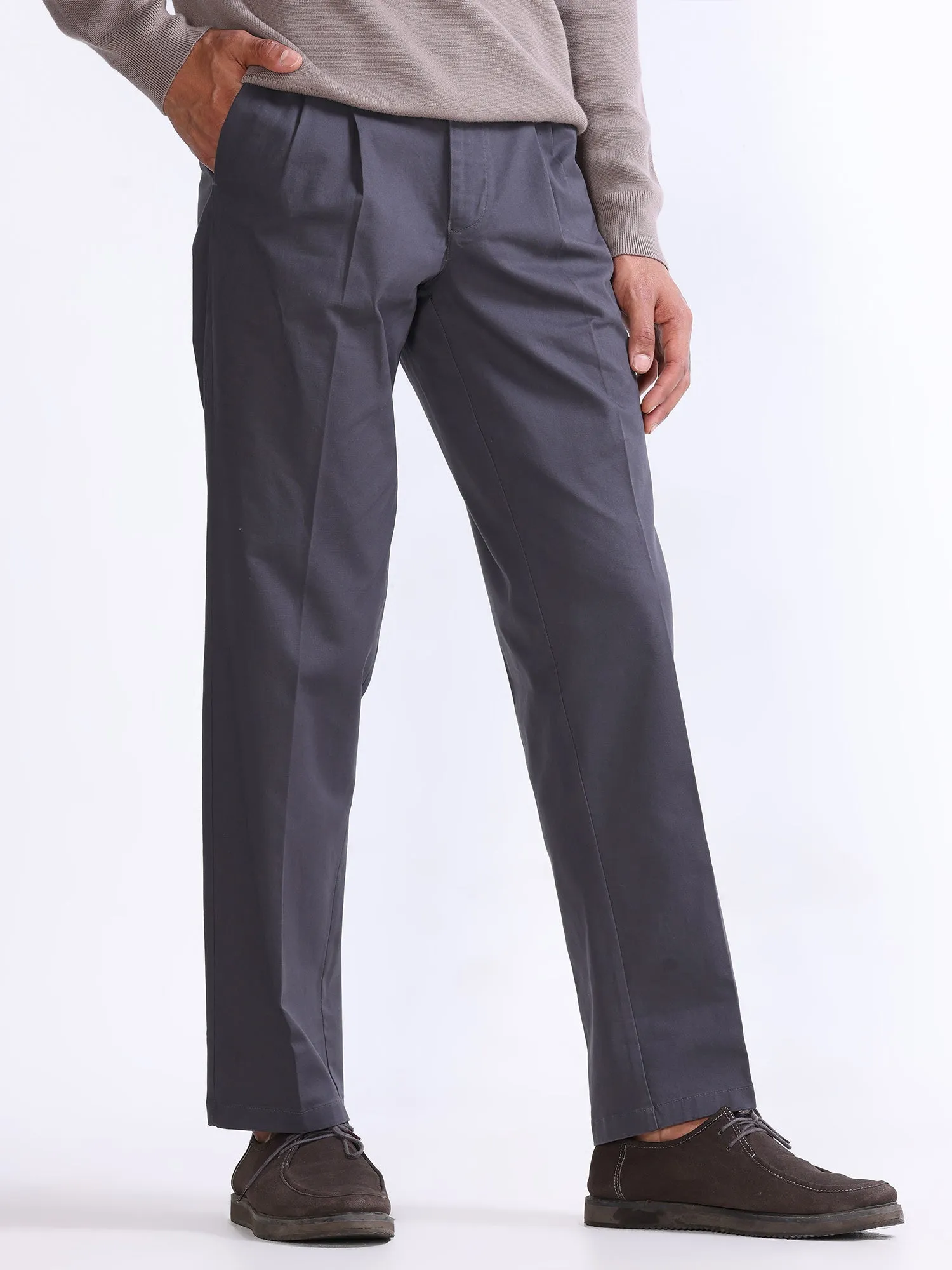 Duca Double Pleated Dark Grey Relaxed Pant