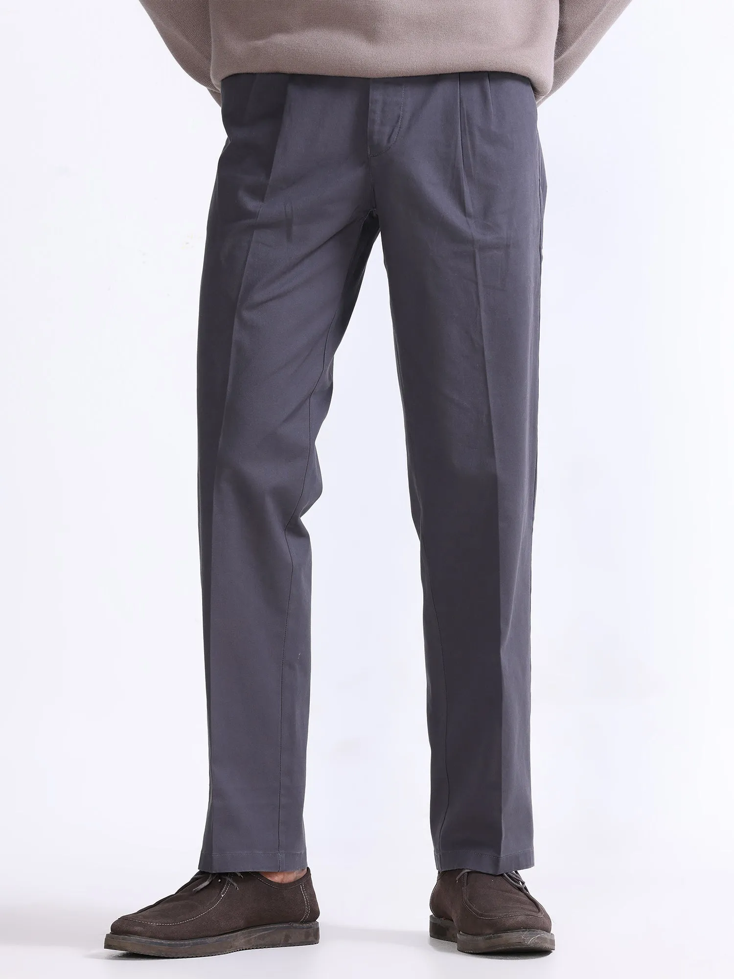 Duca Double Pleated Dark Grey Relaxed Pant