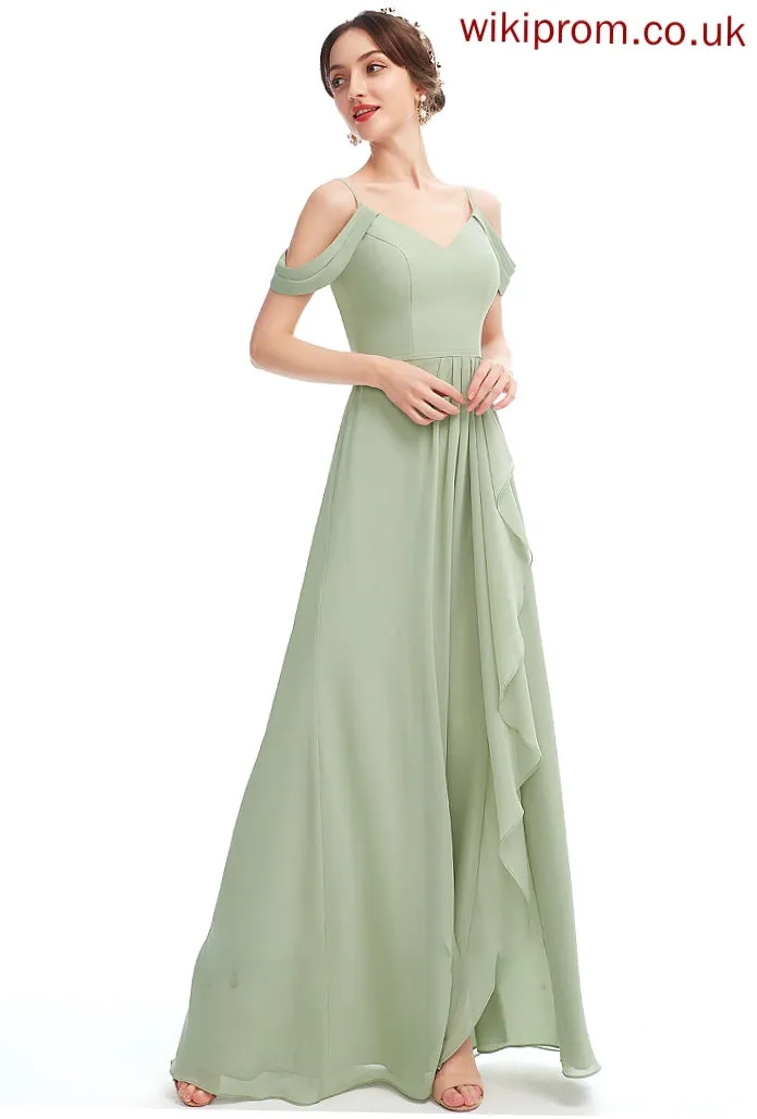 Embellishment Floor-Length V-neck Neckline Length A-Line Ruffle Silhouette SplitFront Fabric Linda Floor Length Bridesmaid Dresses