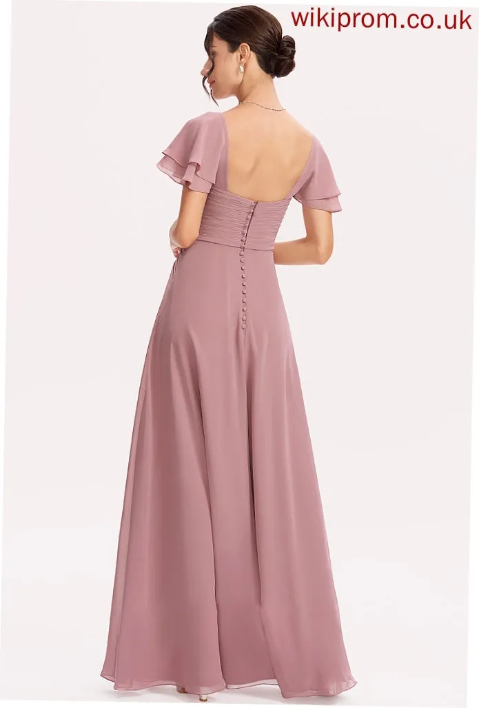 Embellishment Length SquareNeckline Floor-Length Neckline Silhouette Fabric CascadingRuffles Ruffle A-Line Reyna Bridesmaid Dresses