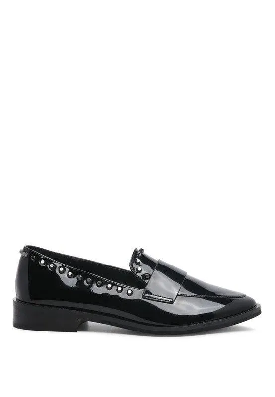 Emilia Black Shine Forever Stud Penny Loafers