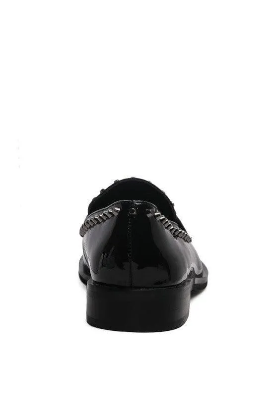 Emilia Black Shine Forever Stud Penny Loafers