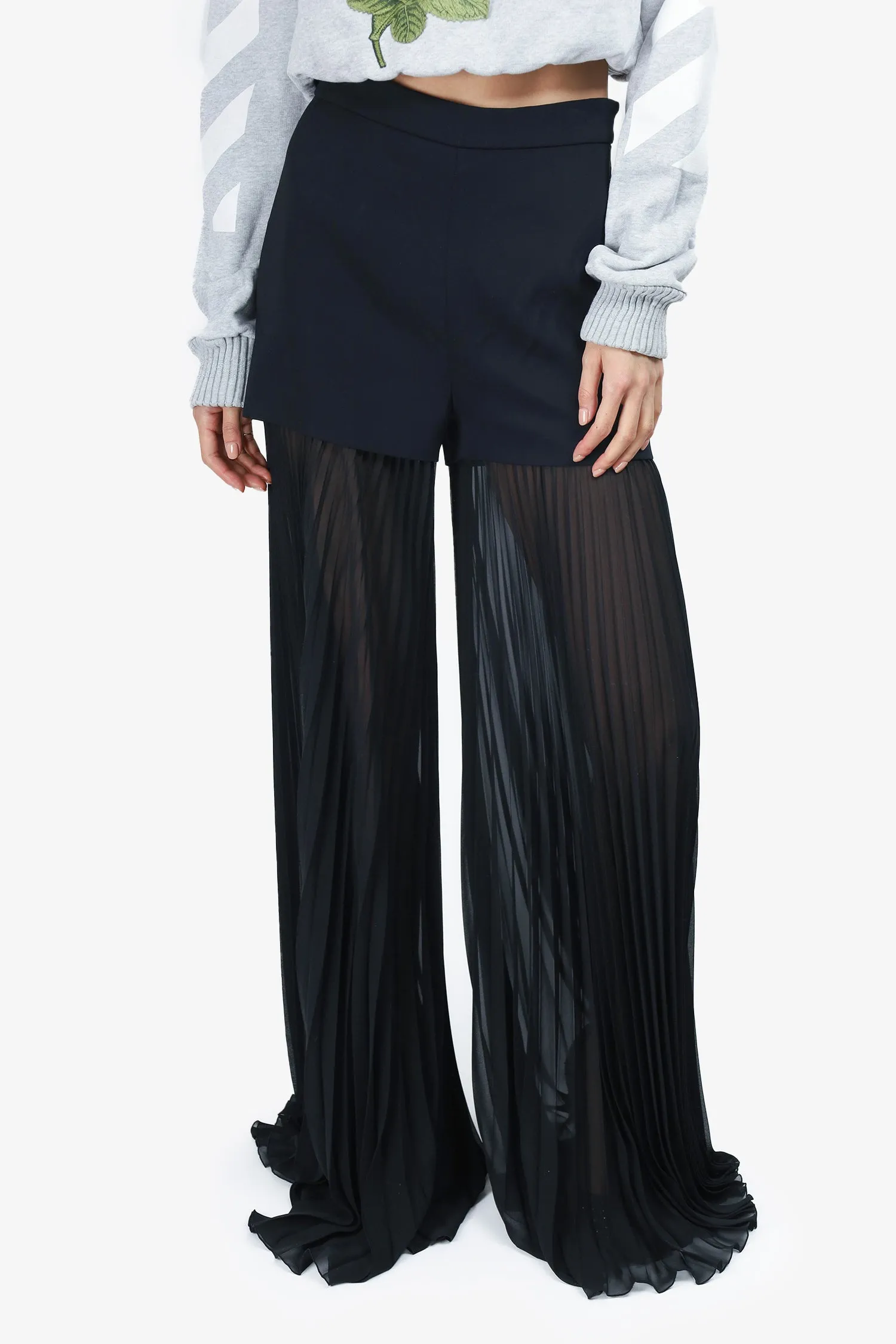 Emilio Pucci Black Pleated Wide Leg Trousers Size 6