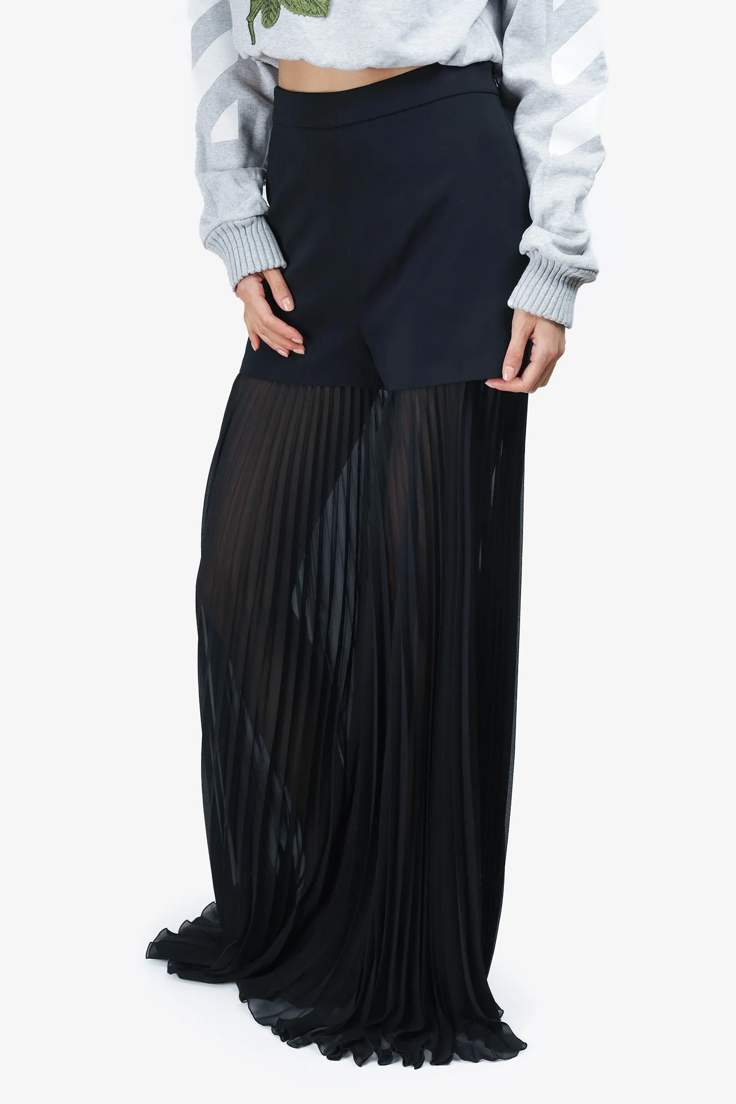 Emilio Pucci Black Pleated Wide Leg Trousers Size 6