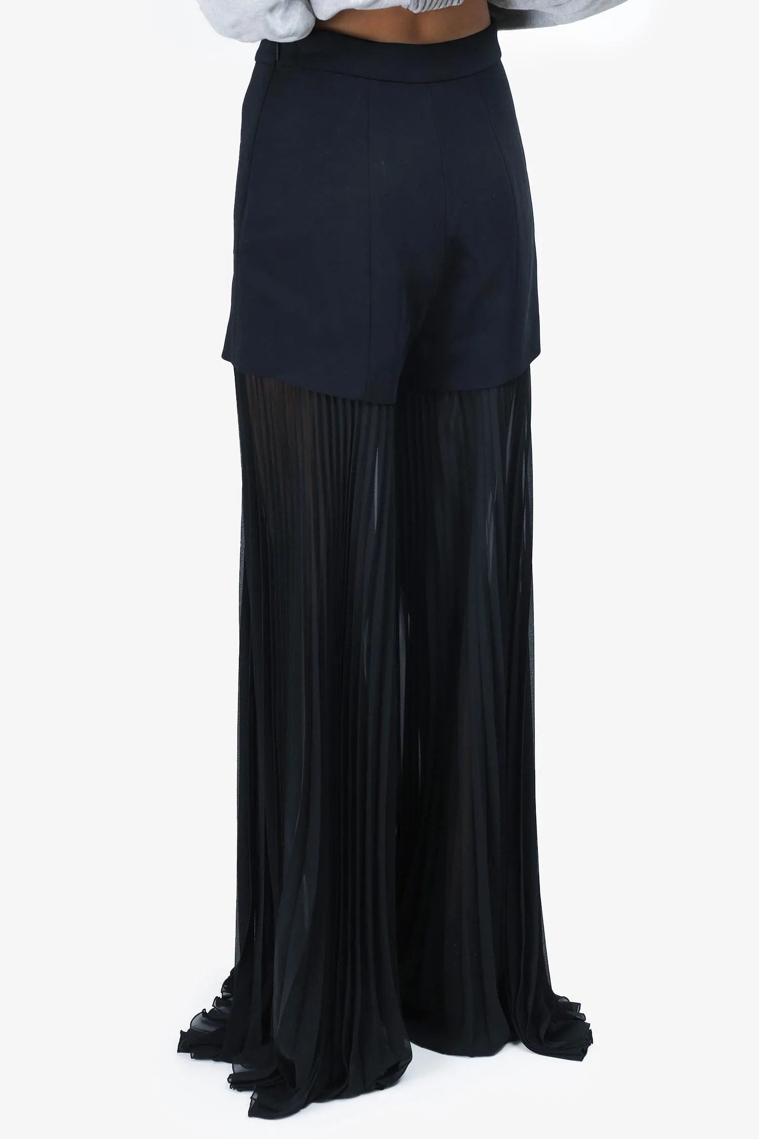 Emilio Pucci Black Pleated Wide Leg Trousers Size 6