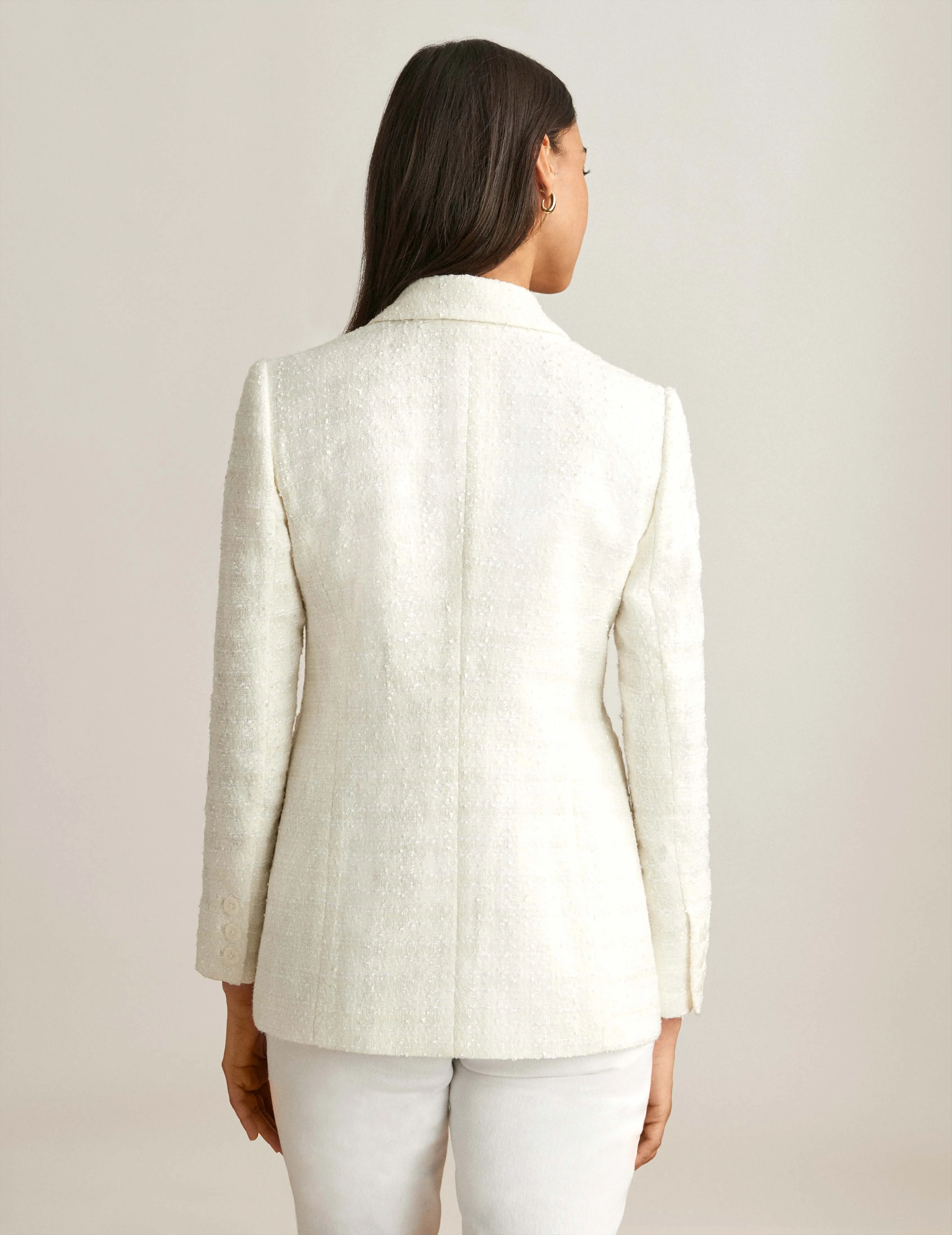 Eyelash Tweed Faux Double Breasted Jacket