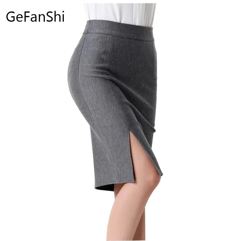 Fashion spring summer autumn 2017 new women skirt high waist work slim pencil skirt open fork sexy office lady skirts female