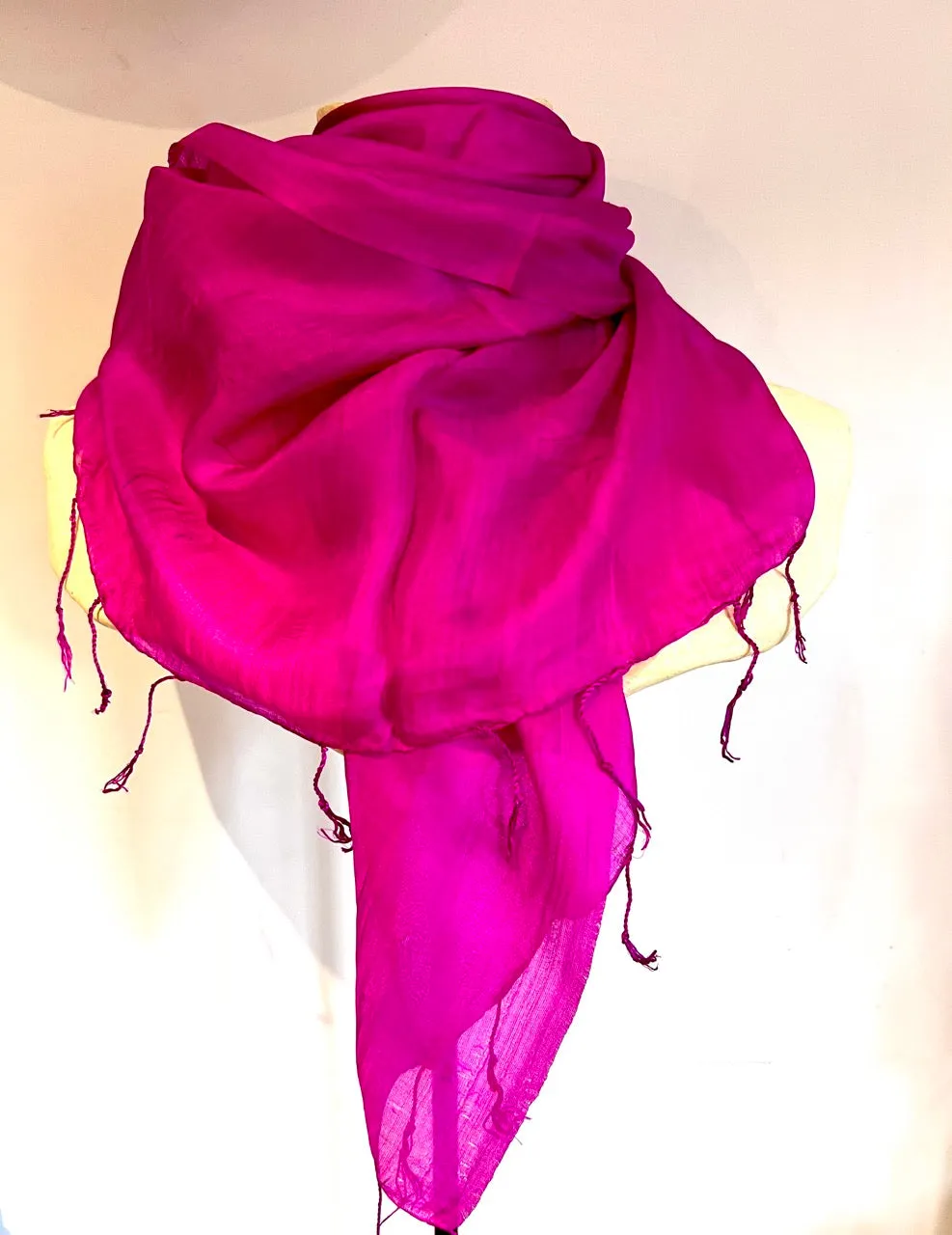 Fine Quality Silk Scarf | Fuchsia Pink