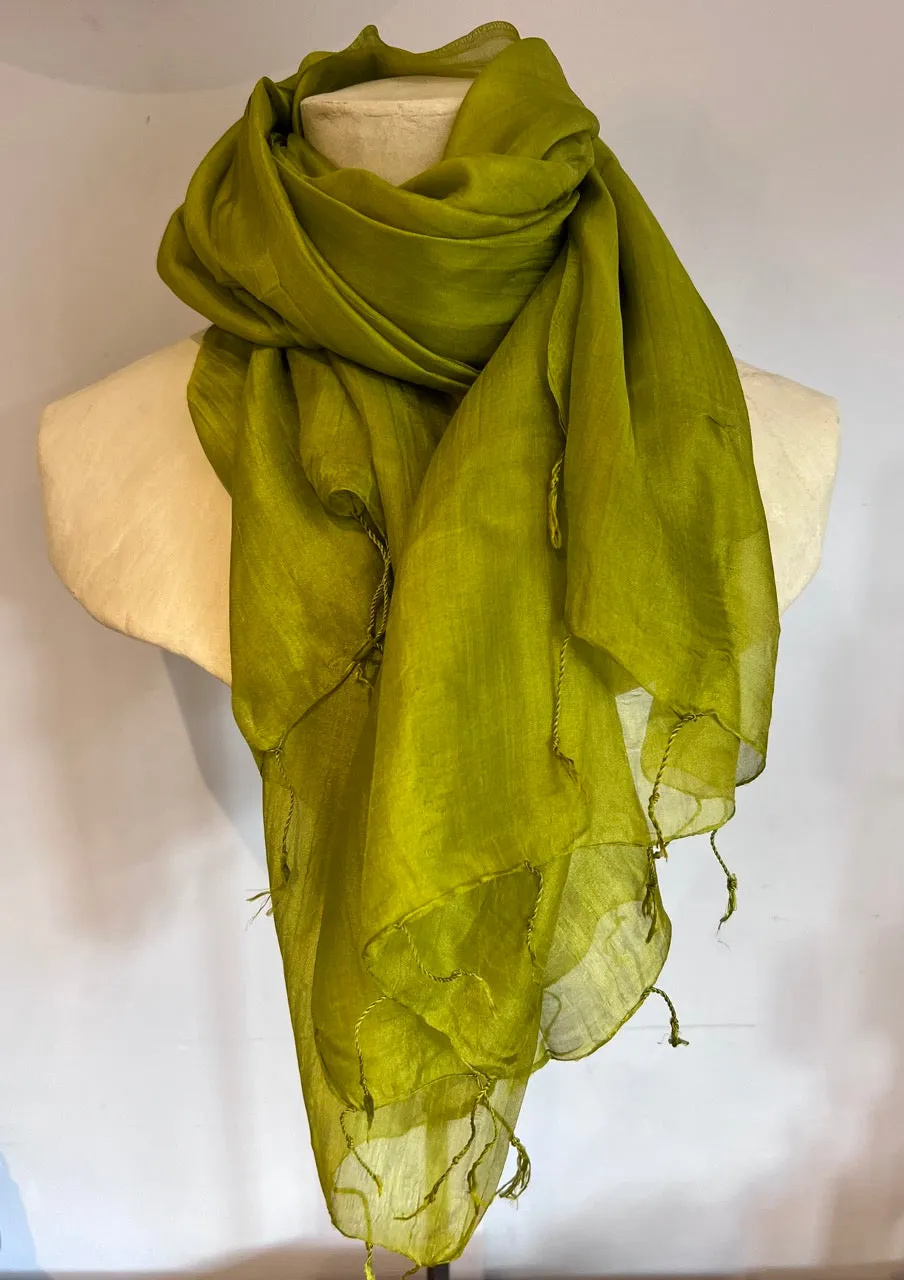 Fine Quality Silk Scarf | Olive