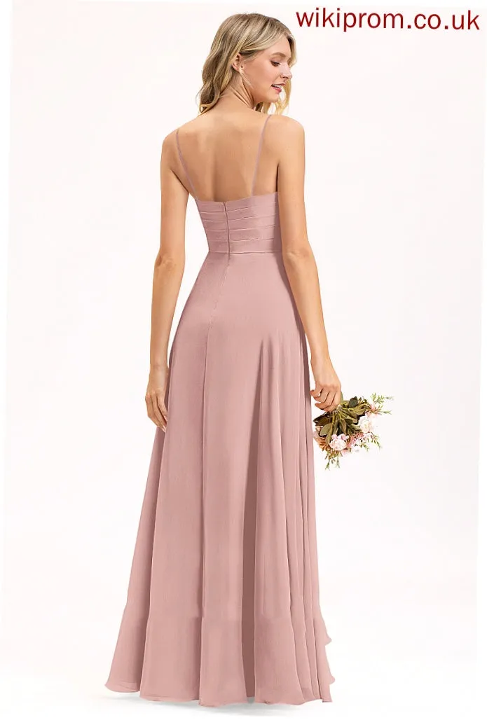 Floor-Length Embellishment A-Line Neckline Silhouette V-neck Fabric Ruffle Length Sasha Bridesmaid Dresses