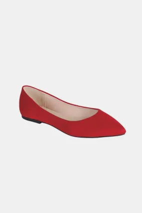 Forever Link Red Classic Pointy Toe Slip On Flat Loafers