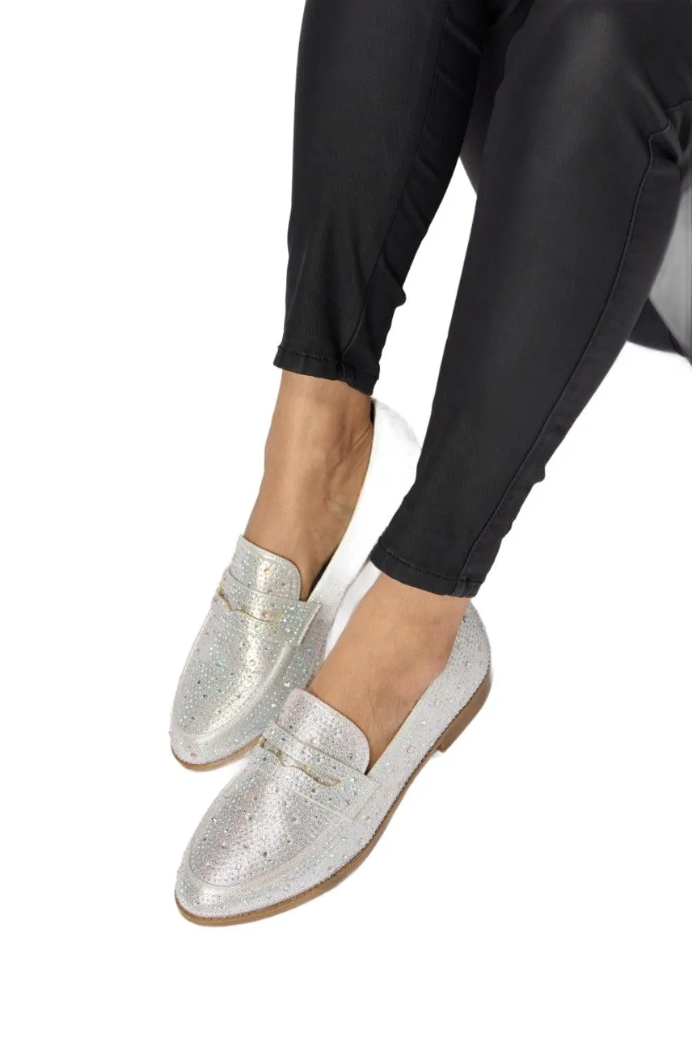 Forever Link Rhinestone Point Toe Loafers