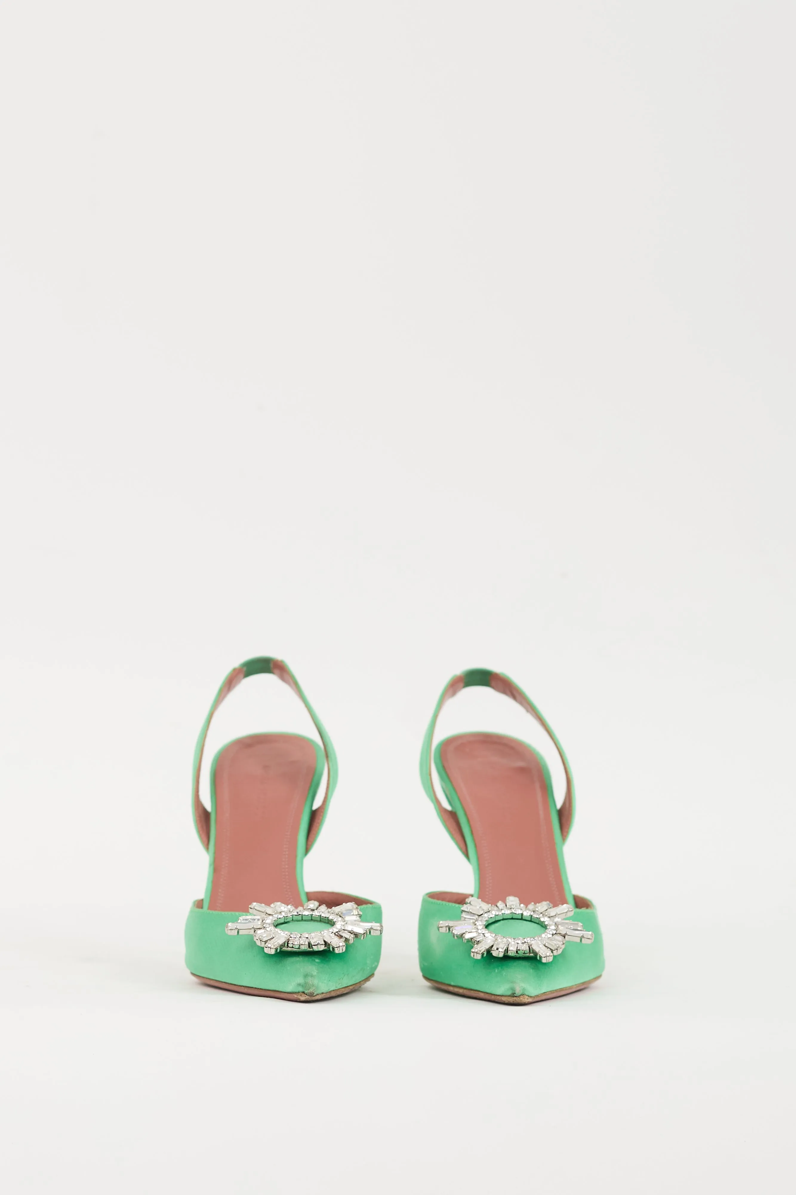 Green & Silver Satin Begum Heel