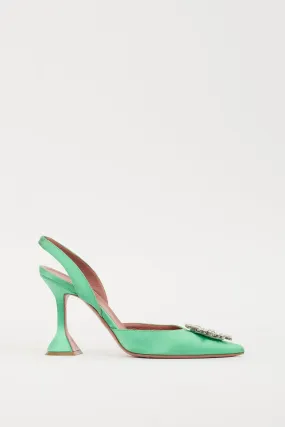 Green & Silver Satin Begum Heel