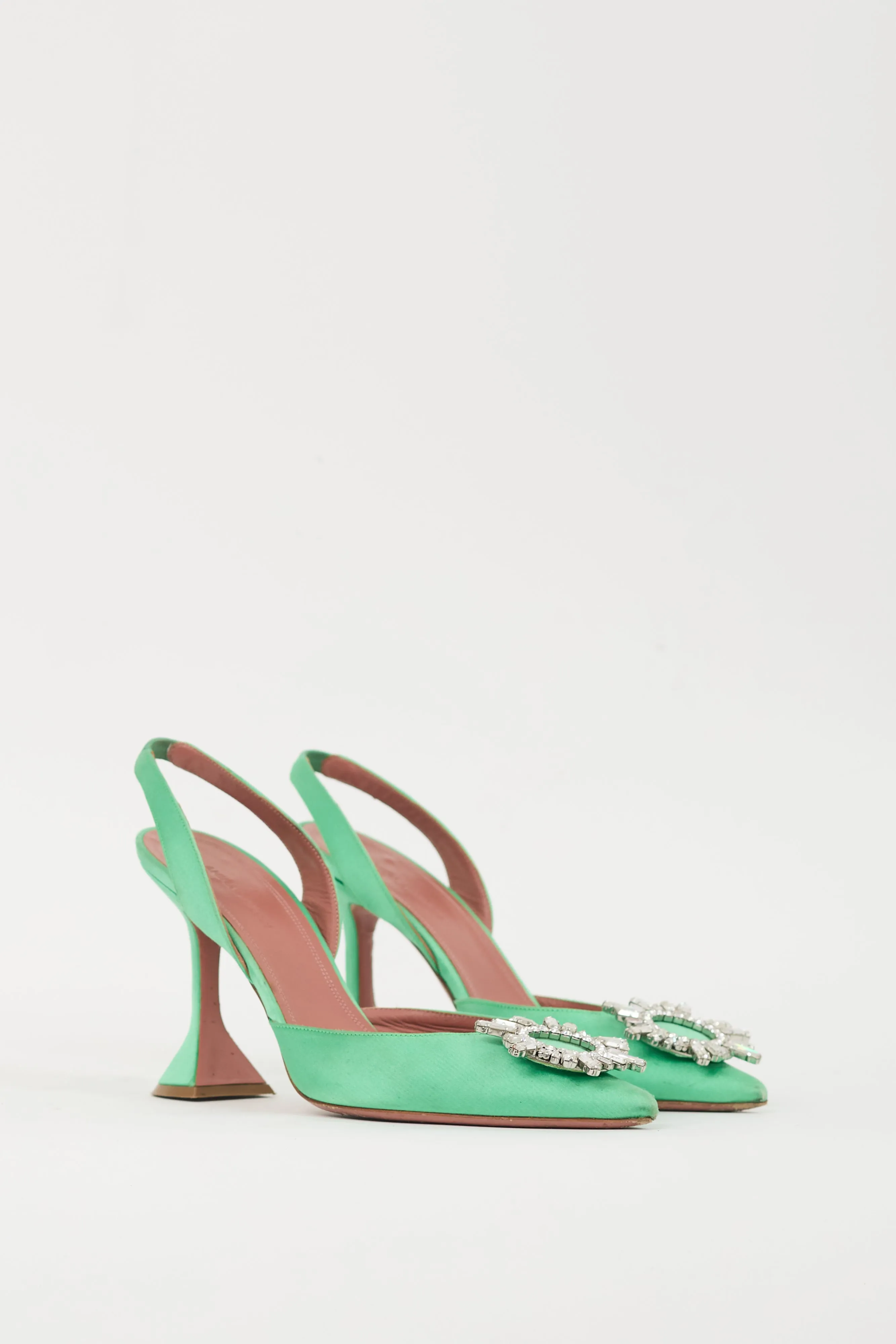 Green & Silver Satin Begum Heel