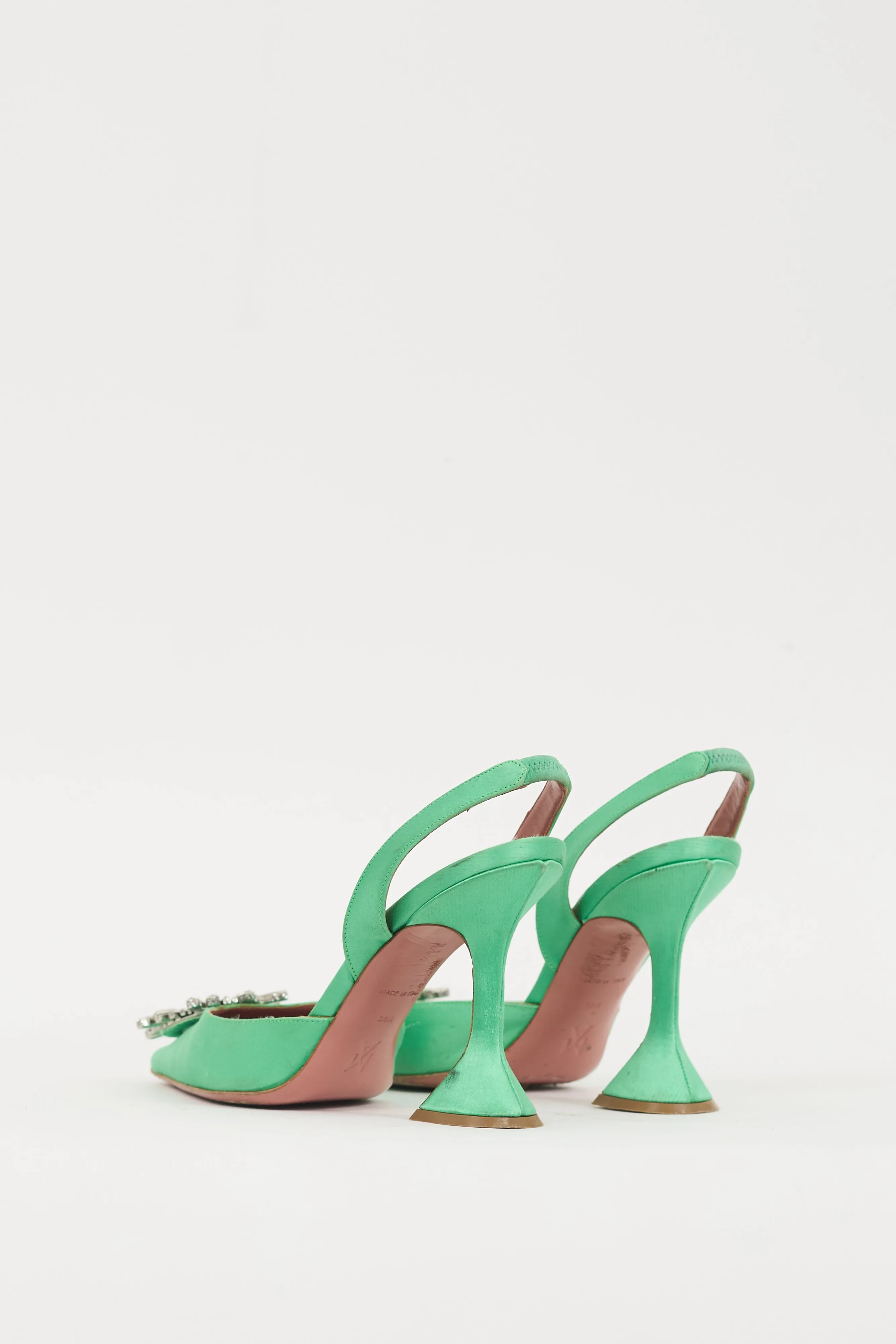 Green & Silver Satin Begum Heel