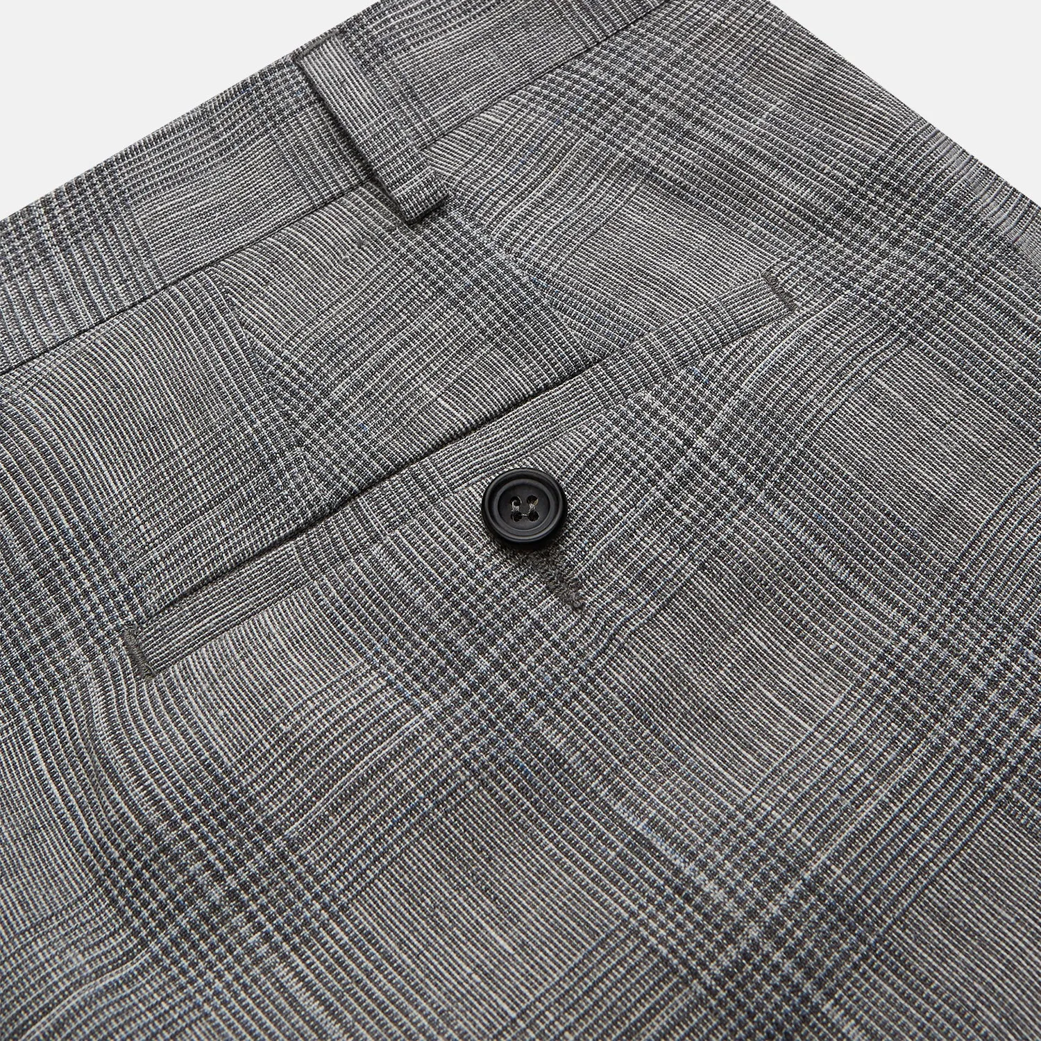 Grey Multi Check Linen Blend Darlington Trousers