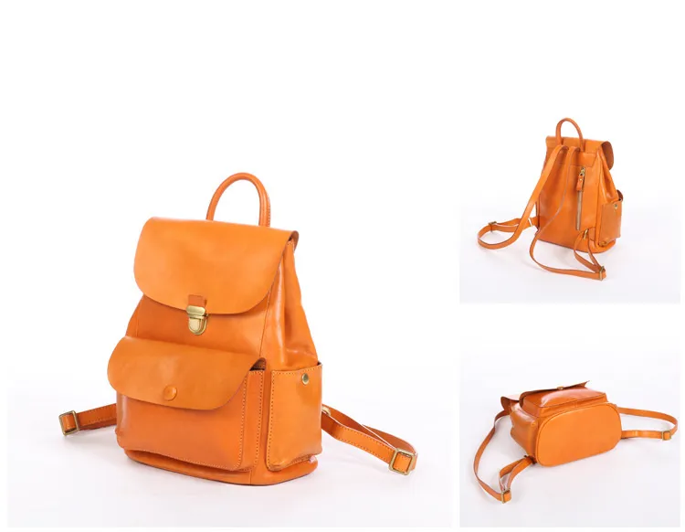 Handmade Vege Tanned Leather Traveling Backpack 6208