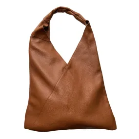 Italian Leather Slouch Bag Dark Tan