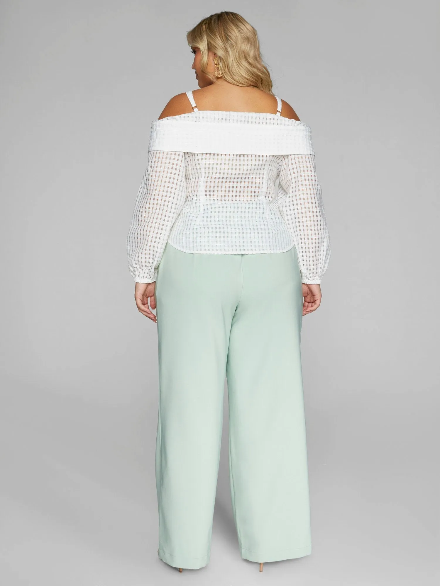 Julienne Off Shoulder Windowpane Top