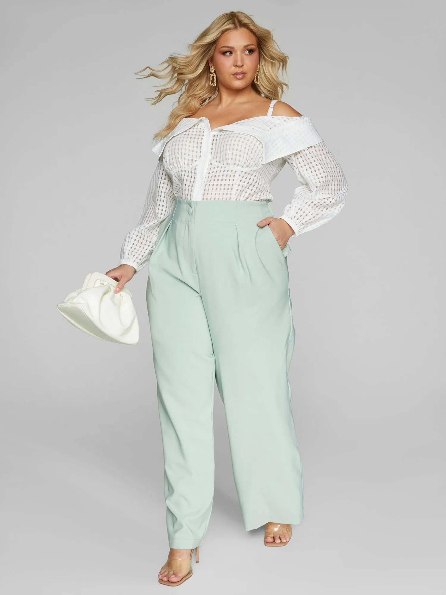 Julienne Off Shoulder Windowpane Top