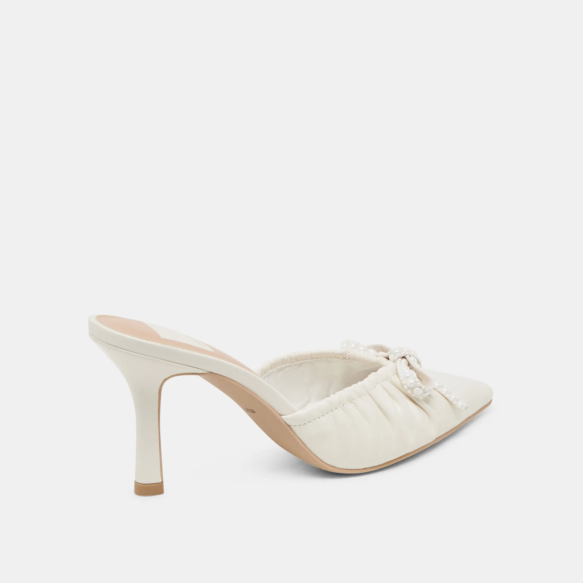 KAIRI PEARL HEELS WHITE CRINKLE PATENT